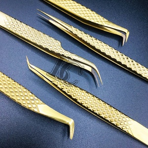 แหนบปลายแหลมสแตนเลสสตีลสีทองอย่างดี รุ่นใหม่ คุณภาพพรีเมียม ผ่านการทดสอบด้วยมือ สำหรับต่อขนตาแบบมิงค์ - Product Image 1