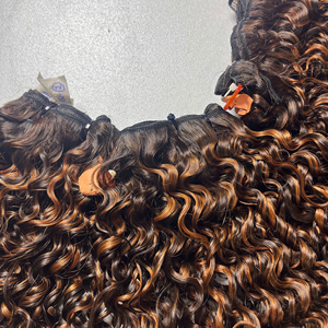 Cabello Humano Rizado Pixie, Trama Genius, Color Marrón Cobre Piano, Doble Trama, Cabello Virgen Vietnamita, Trama a Máquina - Product Image 3