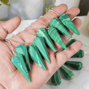 Péndulos Facetados de Ágata Sintética de Color Verde de Primera Calidad al por Mayor, Ecológicos, para Feng Shui y Sanación Reiki - Product Image 2