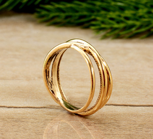 Interlocking Minimalist Brass <b>Ring</b> 18k Gold Plated Layered Wire Wholesale Women <b>Ring</b> - Product Image 3