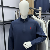 Sudadera con capucha de punto Erni Sports para hombre, con estampado digital y bordado, de forro polar y elastano/algodón de 380 g, con media cremallera y bloques de color, talla grande, para otoño.