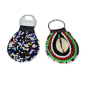 พวงกุญแจลูกปัดทำมือประดับเปลือกหอยสไตล์แอฟริกันดั้งเดิม ลูกปัดหลากสีสัน ดีไซน์เอกลักษณ์แบบชนเผ่า สำหรับกระเป๋าและของขวัญ - Product Image 2