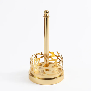 Toallero de papel chapado en oro de lujo, diseño Coral, accesorios de cocina modernos, organizador de mesa elegante hecho a mano, regalo para el hogar - Product Image 2