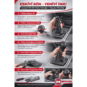 Funda de Palanca de Cambios de Cuero y Perilla para Hyundai Accent 1995-2000, 5 Velocidades, Tipo Caja de Huevos, Compatible con Autos de 6 Velocidades - Product Image 3