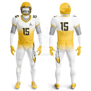 ชุดยูนิฟอร์มอเมริกันฟุตบอลผู้ชายแบบมีโลโก้สั่งทำ ผ้าโพลีเอสเตอร์ 100% ระบายอากาศได้ดี ไซส์ใหญ่ แขนสั้น เหมาะสำหรับทีมและผู้เล่น - Product Image 3