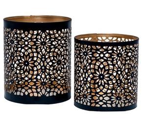 Support votif de Noël à motifs de feuilles en métal moderne Support de pilier de décoration de maison élégante - Product Image 3