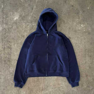 Sweat à capuche unisexe nouvelle collection hiver, coupe droite, confortable, pour le jogging, survêtement court grande taille 100% coton délavé au soleil - Product Image 6