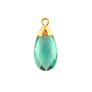 Trouver des bijoux à facettes Aqua Quartz Teardrop forme bricolage boucles d'oreilles pendentif plaqué or simple caution charme pour fournitures connecteur - Product Image 3