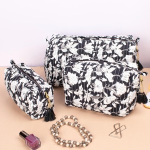 Makeup Case Organizer Handmade Quilted Vintage Eco-Friendly Cotton Zipper <b>Travel</b> Cosmetic Custom Bridesmaid <b>Gift</b> <b>Set</b> 3 - Product Image 1