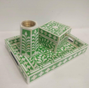 ชุดเตาเผากำยานไม้กฤษณาตกแต่งสีสันสวยงาม ประดับด้วยงานฝังกระดูกและมุก กลิ่นหอมแบบโอเชียน พร้อมจุกหอมกลิ่นโป๊ยกั๊ก - Product Image 4