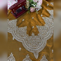 Broderie de haute qualité avec fils complexes et sequins, design indien pour sari en mousseline LD CREATION, séchage rapide, protection solaire