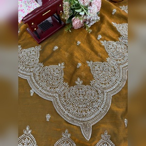 Sari en Chiffon Indien de Haute Qualité avec Broderie de Paillettes et de Fils Complexes pour les Femmes pour les Fêtes, les Mariages et les Occasions Festives - Product Image 4