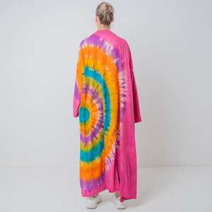 Magnifique kimono en coton pour femme, nouvelle robe d'été, chic bohème, longueur au sol, look de vacances, teinture unie naturelle - Product Image 5