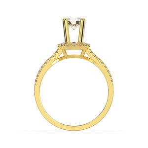 แหวน10K สีเหลืองทองสดใสพลอย CZ หินสี่-กรงเล็บสองช่องหินด้านดีเครื่องประดับ Calista คลาสสิกสูง - Product Image 3