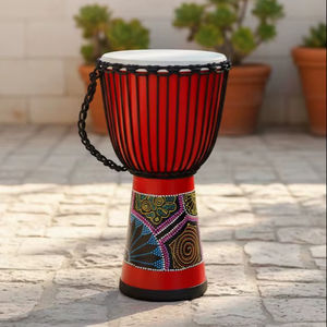 Djembé africain rouge artisanal professionnel SOLOBEAT, mini tambour à main, peau de chèvre de haute qualité, design ABS - Product Image 1