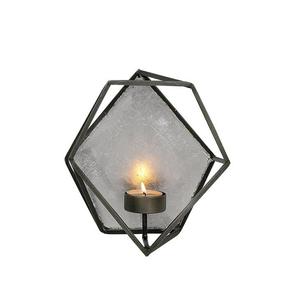 Bougeoir en fer de couleur noire au design unique avec verre, qualité supérieure, décoration murale, bougeoir en vrac - Product Image 4