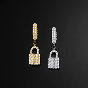 Pendientes de Aro con Incrustaciones de Diamantes de Imitación, Estilo Lujoso, Ecológicos, Plata de Ley 925, Unisex, para Regalo - Product Image 2