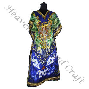KFL005 Moda sin mangas de seda pura Kaftan largo Tallas grandes para mujer Ropa de dormir - Product Image 3