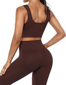 Ensemble de yoga orange élégant haut court et leggings de pyjama vêtements de fitness sans couture respirants pour femmes - Product Image 2