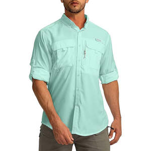 Camisa de pesca de franela con botones de manga larga personalizada para hombre, malla con ventilación trasera para exteriores UPF 50 + protección UV antiretráctil - Product Image 3