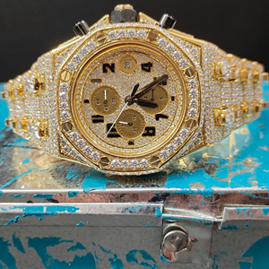 Nouvelle montre hip hop de haute qualité personnalisée pour hommes Moissanite cloutée diamant résistant à l'eau cadran en verre analogique - Product Image 2