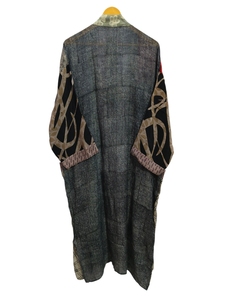 Patchwork Kimono Robe Bikini Cover Up Night Wear Long Robe, Kimono Sari en soie recyclée vintage indien fait à la main, - Product Image 6