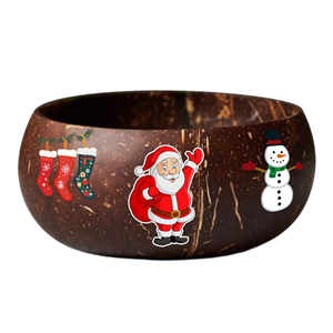 Bol de noix de coco imprimé de Noël le plus vendu bol de coquille de noix de coco 3D écologique pour la décoration de table-plat de service festif unique - Product Image 6