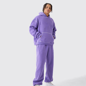 Trajes Deportivos de Felpa de Algodón con Capucha para Entrenamiento, Trajes Deportivos al por Mayor para Hombre, Traje Deportivo de Felpa de Moda de 2 Piezas para Correr - Product Image 1