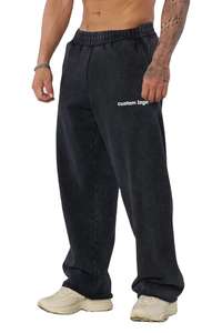 Pantalones de Algodón Grueso para Hombre, Corte Recto, Cintura Elástica, Lavado Claro, Estampado Invernal - Product Image 5