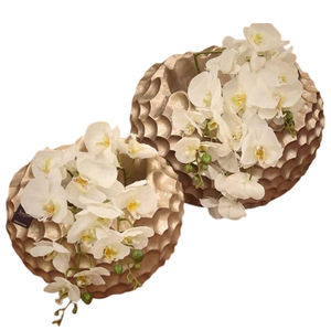 Coastal Iron Flower <b>Vase</b> Nordic Style Luxury Aluminum Metal <b>Vase</b> Set of 2 Golden Plated Unique Handmade Flower <b>Stand</b> - Product Image 1