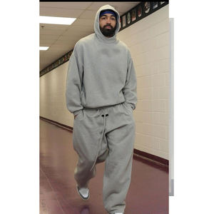 Custom New Arrivals Unisex Oversize Winter Tracksuits Stone Wash <b>Hoodie</b> and Pants Tracksuit Men and Women - Product Image 6