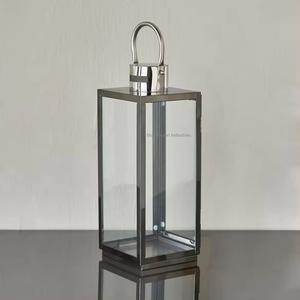 Black Nickel Decorative Metal Candle <b>Lantern</b> With Clear Glass for Home and <b>Christmas</b> Lights Decor Hanging <b>Lanterns</b> - Product Image 5