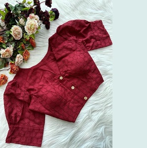 Indian Boutique Elegante Cómodo Marrón Sólido Patrón ReadyMade Diseñador Blusa Party-Ready Comfort Combinado Último Exclusivo - Product Image 1