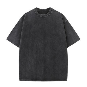 T-shirts en toile délavée à l'acide de qualité supérieure en polyester/coton pour hommes, grammage élevé, coupe classique, style hip-hop, aspect unique et vieilli, livraison rapide - Product Image 6