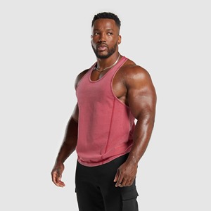 Débardeur personnalisé Concevez votre propre stringer Vêtements mi-lourds en éponge française délavée pour hommes - Product Image 2