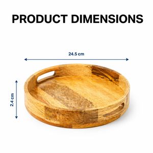 Plateau de service rond en bois KHATI HOUSE Heritage, finition polie de qualité supérieure avec poignées pour la maison, la cuisine et la salle à manger - Product Image 2