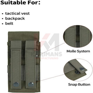 กระเป๋าใส่แม็กกาซีนแบบยุทธวิธี MOLLE ทนทานสูง สำหรับกีฬา แบบเดี่ยว แบบคู่ แบบสามช่อง สายรัดไนลอนหนา ปุ่มกระดุมแบบ Snap OEM - Product Image 2