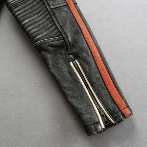 Top haute qualité 2024 Unique hommes chemise brodée de haute qualité véritable veste en cuir de vachette véritable vente en gros - Product Image 6