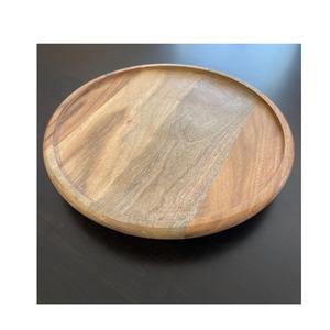 Bandeja de fruta de madera para encimera de 2 piezas, cesta, bandeja redonda de madera para sala de estar, bandeja de mesa de centro decorada - Product Image 1
