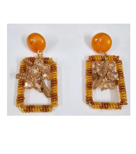 Fourniture en vrac meilleure qualité fabriqués à la main perle de rocaille broderie boucles d'oreilles goutte bijoux de mode conception perlée boucles d'oreilles créoles élégantes - Product Image 2