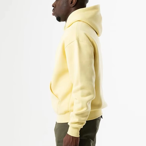 Sudadera con Capucha Amarilla Extra Grande para Hombre, Color Sólido, Felpa, Informal, para Otoño, Corte Regular, Tejido de Algodón - Product Image 5