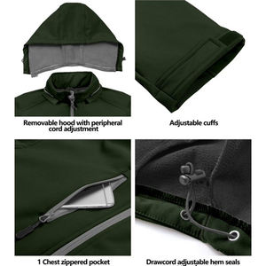 Veste d'hiver décontractée softshell OEM pour hommes, col à capuche coupe ajustée, manchette réglable, couche intérieure, veste softshell respirante - Product Image 5