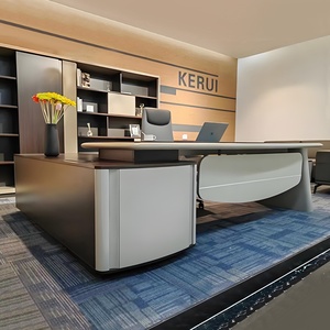 Bureau de direction ergonomique en L moderne et high-tech, en bois écologique durable, avec rangement, pour villa - Product Image 2