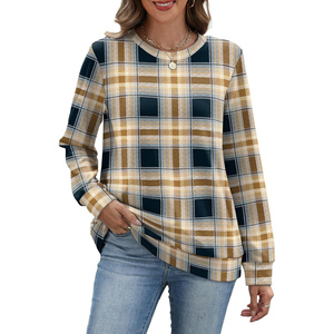 Sudaderas de Cuello Redondo con Estampado de Café para Mujer, Modernas, Lisas, de Manga Larga, con Bolsillos, 100% Algodón, con Insignia - Product Image 1