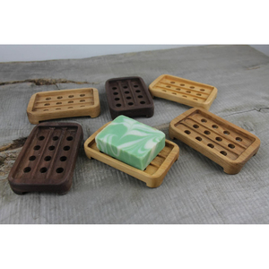 Set of 6 <b>Bamboo</b> Wooden Soap Dishes Bar Holders Draining Trays Stylish Bathroom Kitchenware Elegant Accessories Rack - Product Image 2