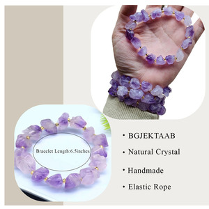 Femmes guérison naturelle violet améthyste cristal pierre naturelle perlée <span class=keywords><strong>Bracelet</strong></span> de pierres précieuses cordon élastique bijoux Bracelets de mode - Product Image 2