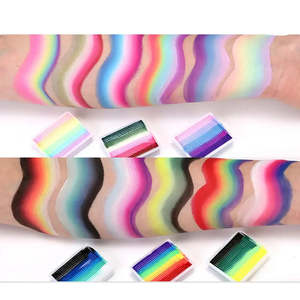 Palette de maquillage temporaire arc-en-ciel 12 couleurs avec pochoirs pour le corps, pour enfants, idéale pour les festivals, fournitures de peinture corporelle - Product Image 3
