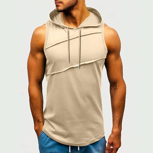Breathable Men's <b>Sleeveless</b> <b>Hoodie</b> High Quality Soft Breathable Washed Summer Wear Knitted Hoodies for Men's - Product Image 6