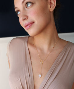 Rainbow moonstone <b>kite</b> lariat necklace gemstone wire wrapped chain necklaces Boho silver gold plated handmade pendant necklaces - Product Image 4