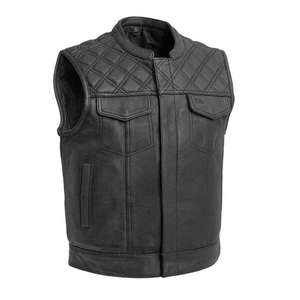 Gilet en cuir de vachette coupe-vent pour homme, fermeture à boutons en corne, pour utilisation en moto lourde, personnalisable, fabricant pakistanais - Product Image 3